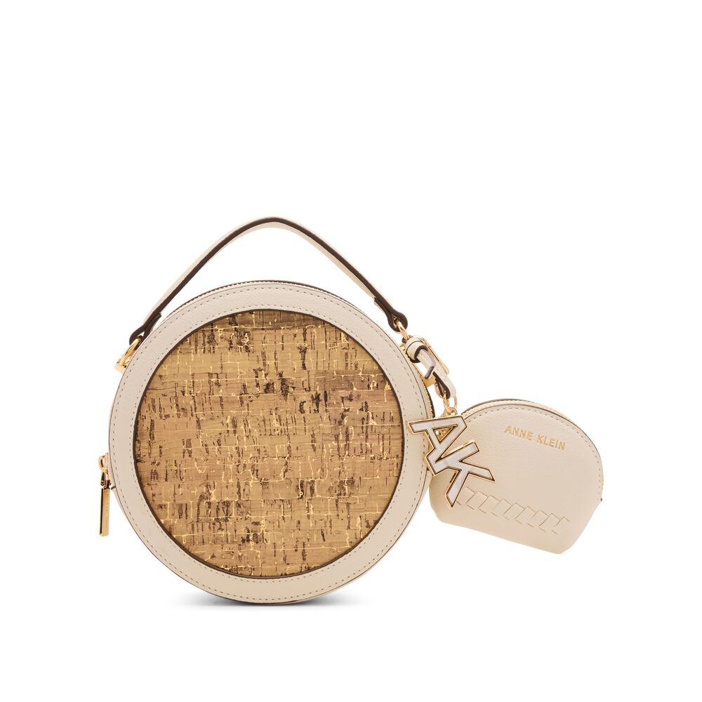 3305 Cork Circle Bag with Convertible Strap, Parchment